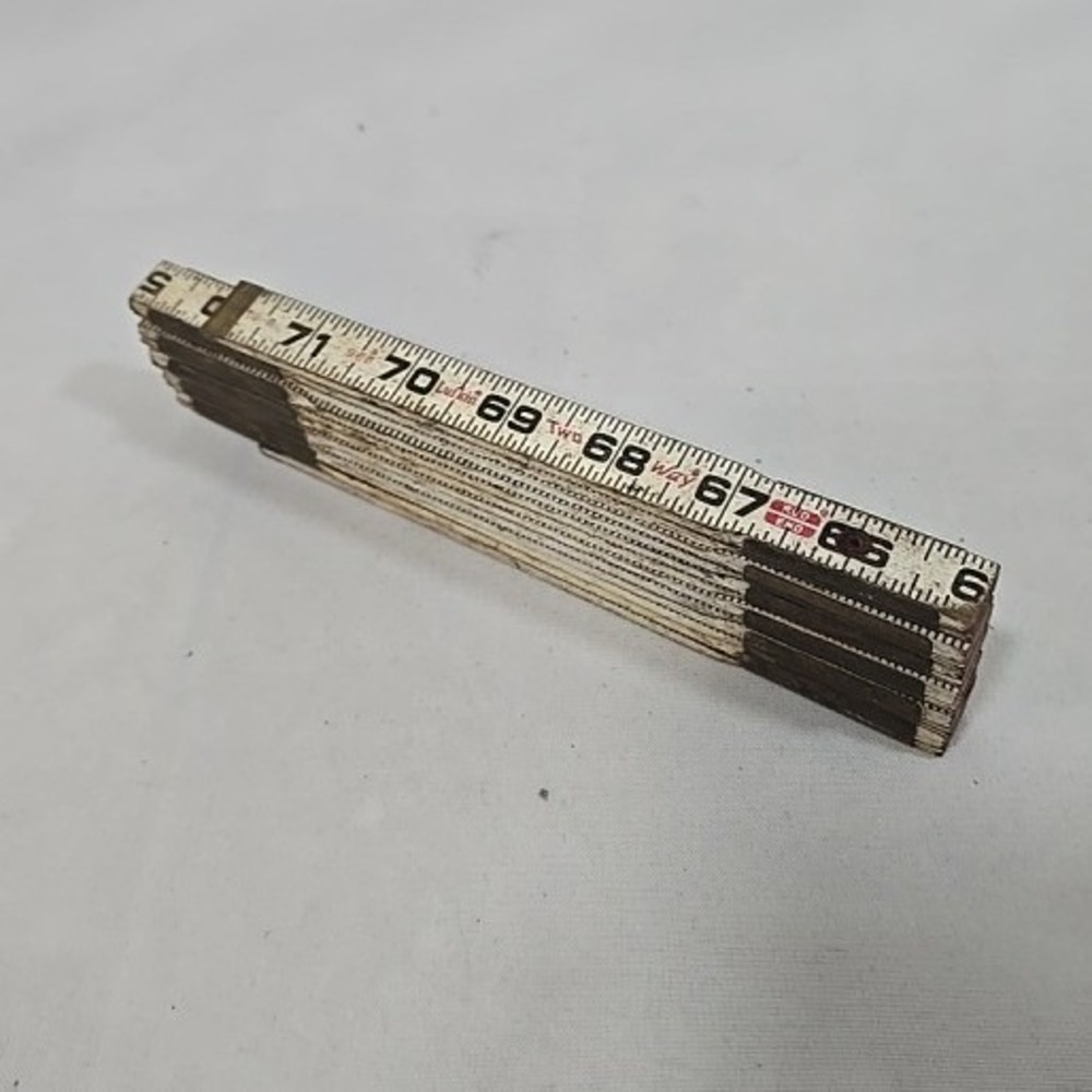 Vtg Lufkin extention Rule‎ Co. No. 966 wood folding tape 72" carpenter ruler USA